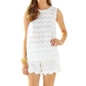 NWOT Lilly Pulitzer Lona Sleeveless Lace Shell Scallop Top